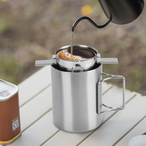 Taza de filtro de café de acero inoxidable 304 para colgar en la oreja, portátil, filtro de descarga manual, filtro de papel, embudo sin filtro, utensilios de café