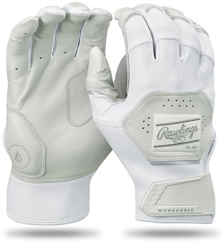 Rawlings Workhorse Baseball-Schlaghandschuhe für Erwachsene, Weiß/Weiß, Größe M