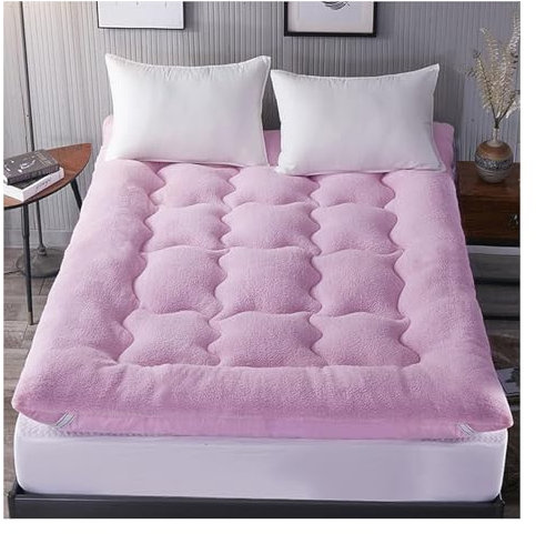 Matelas de sol épais futon avec housse complète rose, tapis de couchage doux et confortable pour invités et voyage, matelas portable et pliable pour salon, chambre à coucher ou camping