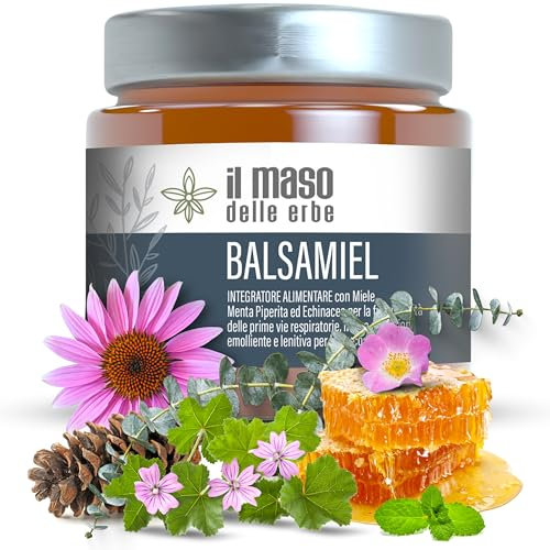 Integratore Benessere Vie Respiratorie con Miele Echinacea Rosa canina Menta Olio essenziale Eucalipto e Pino Silvestre - Made in Italy - Il Maso delle Erbe - 250g