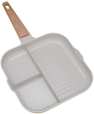 JISADER Unterteilte Bratpfanne für die Küche, ideal zum Kochen von Eiern, Weiß