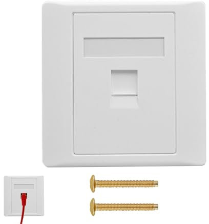 Deilonie Ethernet Wall Socket, CAT6 Gigabit Network Socket, 86x86mm Ethernet RJ45 LAN Cable Faceplate Networking Single Port Dual-Pass Socket Box for Female To Female Internet Outlet (LAN x 1)
