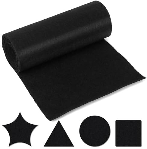 Filzmatte Schwarz, Filz Meterware 30 cm x 300 cm, Filzrolle Filzstoff Meterware, Filzstoff zum Basteln, Filz zum Basteln, Stickfilz Dick 4mm, Filzunterlage zum Filzen Nähen für Handwerken Dekoration