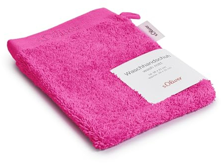 s.Oliver Waschlappen 16x21 cm - 100% Baumwolle, 600 g/m², weich & angenehm, Waschhandschuh pink