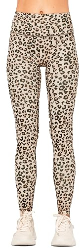 SASSYCLASSY - Leoparden Leggings Damen - Yoga Leggings - Leoparden elastische Sportleggings High Waist - Leo Laufhose - Running Leoleggins - Leo-Print Gym Shorts - Beige XS S M L XL