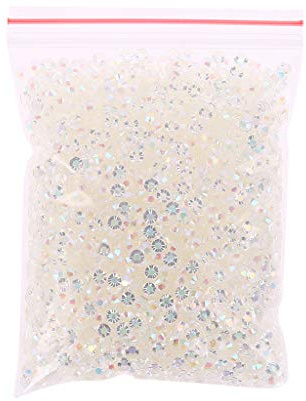AMISENK 5000pcs White Gradient Flat Back Gems Round Crystal Rhinestones for DIY Nail Art Round Crystal Rhinestones