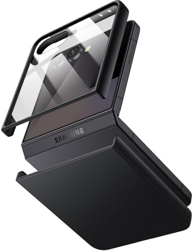 JETech Hülle für Samsung Galaxy Z Flip 7, Schwarz | Integrierter Front-Schutzfolie, Dünnes PC-Design, Stoßschutz, Kratzfeste Oberfläche