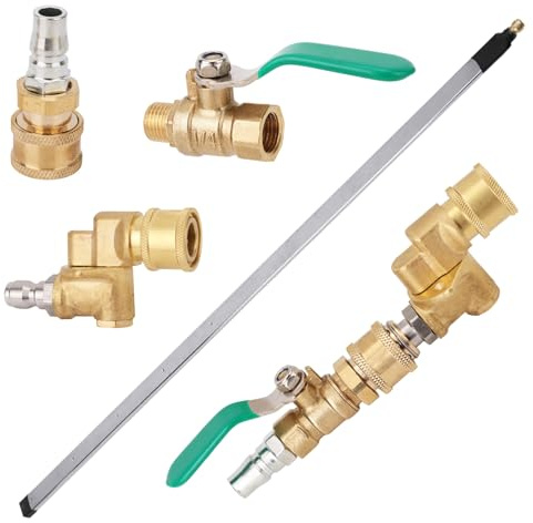 Kit di 4 Bacchetta per Pulizia del Radiatore Dell'auto, Lancia Idropulitrice da 98cm con Valvola Commutazione Attacco Girevole Attacco Rapido per una Pulizia Efficiente di Radiatori e Grondaie