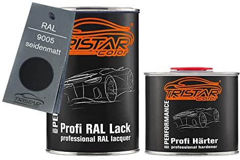TRISTARcolor RAL 9005 Tiefschwarz seidenmatt 2K Autolack 1,5 Liter / 1500 ml Dose inkl. Härter