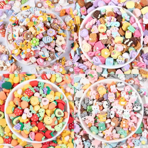 100 Stück Süße Slime Charms Harz Flatback Niedliche Süßigkeiten Designs Für DIY Basteln Schmuckherstellung Handyhüllen Haarclips Und Scrapbooking (Farbige)