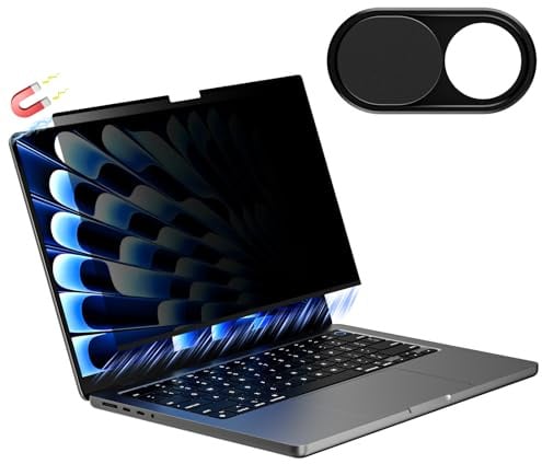 CloudValley Magnetischer Blickschutzfilter für MacBook Pro 14/14.2 Zoll (2021-2025, M1/M2/M3/M4/M5 Chip), Abnehmbar mit Webcam Abdeckung, Anti-Glare Blaulicht Laptop Mac Privacy Screen