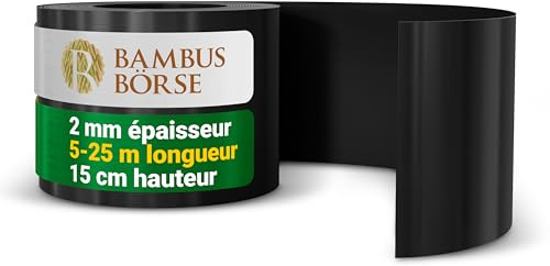 Bambusbörse Bordure de Jardin Exterieur - 15 cm de Haut, 5 m de Long - Bordure en Plastique HDPE - Bordure Flexible pour massifs et pelouses, résistante aux intempéries et aux UV et Durable