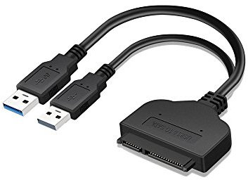 LEAGY USB 3.0 to 2.5 SATA III Adapter Cable Bridge w/UASP High Speed Data Transfer Protocol Support SATA to USB 3.0 Converter for SSD HDD Solid Drive (USB to SATA w/Extra USB Power Port (9 Inch))