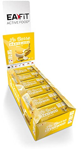 EAFIT Barres protéinées | Proteine barre, Fitness, musculation | Nutrition sportive saine pour prise de muscle | Faible en sucre | 15g de protéines | Banane | 24 barres de 46g | Marque Française