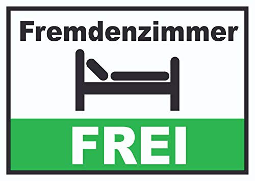 HB-Druck Fremdenzimmer FREI Schild Zimmer Frei A6 Rückseite selbstklebend