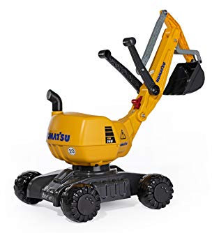RollyToys Rollydigger Komatsu (Sandspielzeug, Farbe Grau/gelb, für Kinder von 3-8 Jahre, Automatikverriegelung) 421169