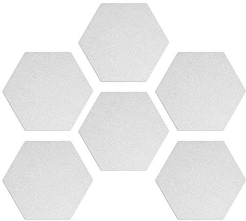 Navaris Filz Memoboards Set sechseckig - 6X Filz Pinnwand 15x17,7x1,5cm mit Pinnnadeln und Klebeband - Pinwand für Kinderzimmer Büro - Weiß