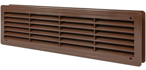 Rejilla de ventilación para puertas – Rejilla de ventilación – Cuarto de baño, gabinete, garaje a través de la cubierta de ventilación – Color: marrón oscuro – 46 x 13.5 cm (44 x 12 cm)