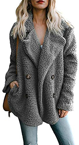 YMING Women Teddy Fleece Coat Faux Fur Warm Double Breasted Jacket