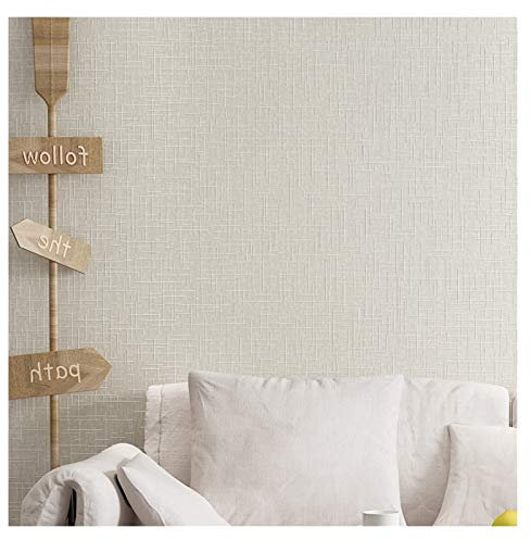 Tapete Nichtgewebte Selbstklebende Tapete Feste Farbe 3D Leinen Textur Kontakt Papier, Schlafzimmer Wohnzimmer Esszimmer Haus Wanddekoration Material, 0.53x6m (Color : Beige)