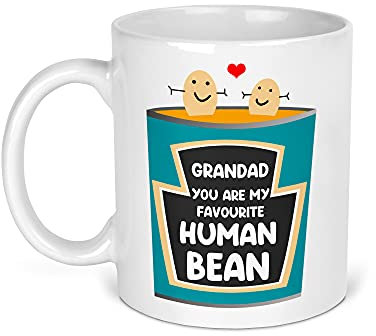 Favourite Human Bean Grandad Mug – Funny Gift for Grandad from Grandkids – Novelty Coffee Cup for Grandad’s Birthday or Father’s Day – 11oz Ceramic Mug