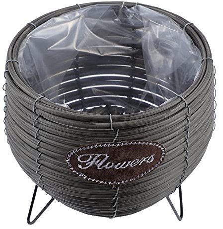 Cabilock 1 STK Blumentopf Aus Rattan Rustikale Blumenvase Blumenkorb Aus Stroh Rattan-pflanzenkorb Übertopf Aus Seegras Geflochtener Bauchkorb Saftig Essen Babykorb Eisen Handgefertigt