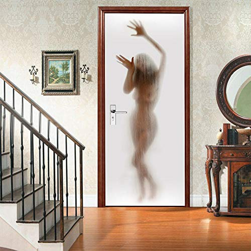 JRYNYJRS Türaufkleber Frau Aus Gefrosteter Perspektive Türtapete Selbstklebend Türposter Fototapete Poster Tapete Pvc 3D Türaufkleber Selbstklebend Diy Türbild 90X200Cm