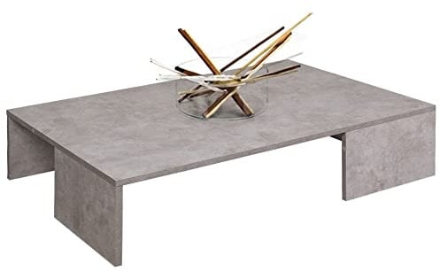 BAKAJI Tavolino Divano Tavolo caffè da Salotto Soggiorno Forma Rettangolare Design Moderno Struttura e Piano d'appoggio in Legno MDF Dimensione 90 x 60 x 21cm Arredamento Casa (Grigio Cemento)
