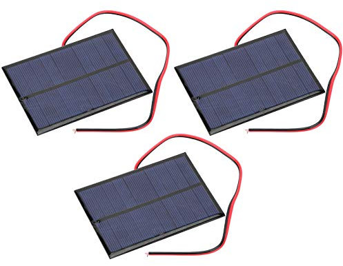 Estink Mini Panneau Solaire, 3 Pièces Polysilicium 5V 1W 200mA 2mm Panneau Solaire époxy 100 X 70 + 30cm Ligne Rouge et Noire pour L'énergie Solaire, Bricolage Maison, Projets Scientifiques Jouets