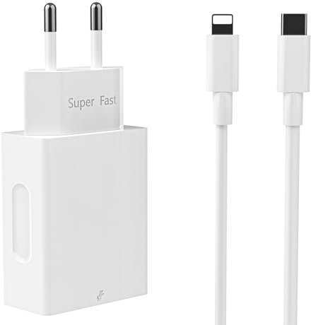 Chargeur USB C Rapide avec Câble 2M pour iPhone 14/14 Pro Max/14 Plus/13/13 Pro Max/12/12 Mini/11/SE/X/XS/XR/8/7 - Adaptateur Type C