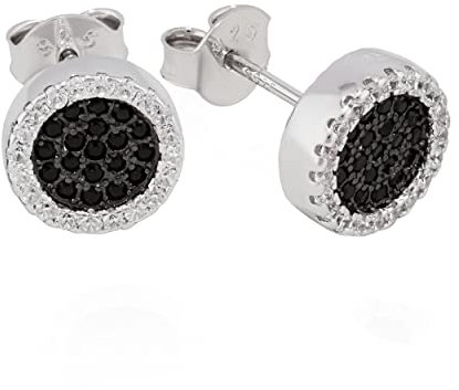 NKlaus Paire de clous d'oreilles calice 8,5mm en argent 925 zirconium noir et blanc Boucles d'oreilles femmes 11218