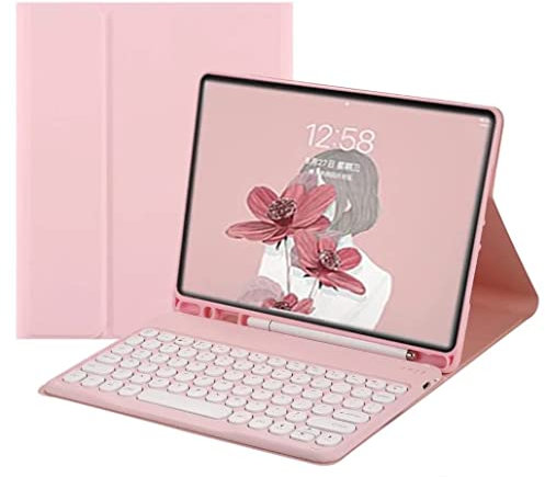Étui pour clavier Galaxy Tab A7 10,4 pouces 2022/2020 avec support pour stylo S, étui magnétique amovible pour clavier à touches rondes sans fil pour Samsung Tab A7 modèle