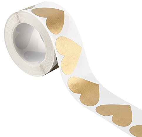 FINGERINSPIRE 1 Rolle 300 Stück Herz Rubbelaufkleber Etiketten 3.5 mm Goldene Rubbelaufkleber Für DIY Rubbelkarten Film Passwort Aufkleber Zum Abkratzen von Preiskarten Für Gewinnspiele Spaß Spiele