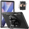 Junfire Case for Samsung Galaxy Tab S10+/S9+/S8+/S7+ 12.4 Inch, Shockproof Kids Protective Case with Rotating Kickstand Hand Strap Pen Holder for S10 Plus/S9 Plus/S7 Tablet-Black