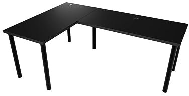 KOBI Gaming Tische Model N | 160 + 110 x 50 x 73 cm PC Tisch | Schwarz Höhenverstellbar Ecktisch Gamingtische | Eck Schreibtisch | Unterhaltung Wissenschaft | Ergonomisch Gamer Computer Desk