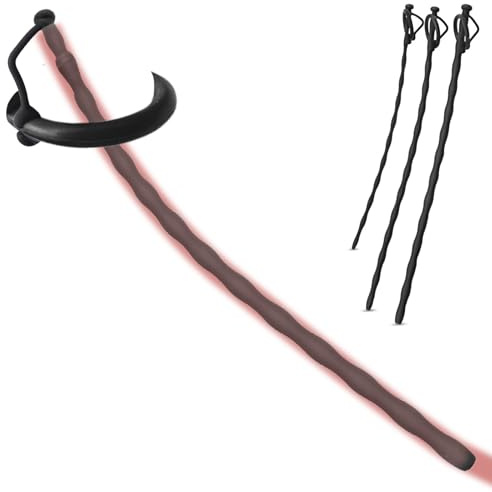 AMZII 3er Dilator Harnröhre Hohl mit Eichelring Penisring Masturbator (A) | Super Lang Silikon Penis Plug(350mm) mit Stecker und Fester Cockringe,Katheter Harnröhre Mann SM für Prostata Massage