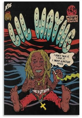 xnzhgf Lil Wayne Poster, Comics, Musikposter für Zimmer, ästhetische Leinwand, Wandkunst für Teenager, Raumdekoration, 40 x 60 cm