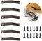 Oenothera 6 Pieces Leather Furniture Handles, Vintage Leather Door Knobs, Leather Drawer Pulls, for Cabinet Cupboards Wardrobe Dresser（Brown）