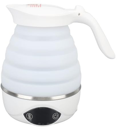 Hervidor Eléctrico Portátil, Olla de Agua Eléctrica Plegable, Hervidor Eléctrico de Viaje de Silicona de Grado Alimenticio para Viajes de Negocios, Oficina, (Enchufe de la UE)