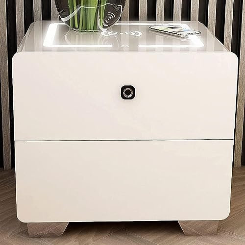 Smart Bedside Table Bedroom Bedside Table with Drawers LED Bedside Table with Charging Station Coffee Tables Modern Bedside Table with LED Light, Bluetooth Speakers and Coffee Tables USB An (Bi