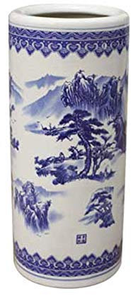 RuiYiL Schirmständer, Schirmständer aus blauem und weißem Porzellan im chinesischen Stil, geeignet für das Home-Office und Einkaufszentren, leicht zu reinigen