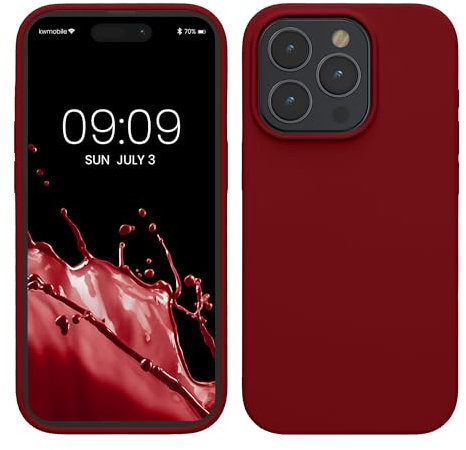 kwmobile Case for iPhone 15 Pro Case - Soft TPU Silicone Cover - Rhubarb Red