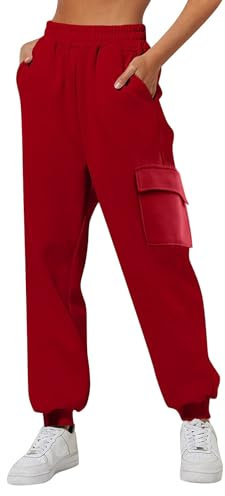 Generisch Hose Damen Multi Taschen Jogginghose Outdoorhose Relaxed-Fit Cargohose Sporthose Outdoor Baggy Freizeithose Sporthose Workwear Reißverschluss Armee Militär Wanderhose Hosen Cargo Hose