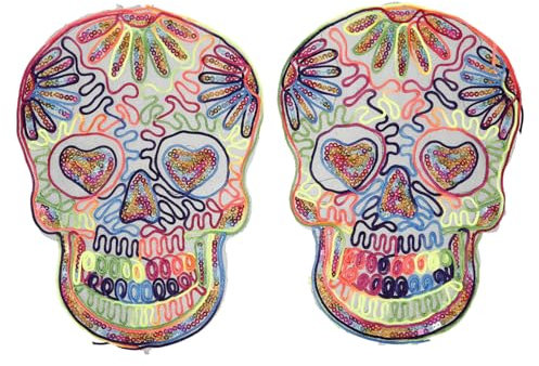 PHENOFICE 2st -aufkleber Halloween-patch Kleine Fellflecken Tag Der Toten Jackenaufnäher Reparaturflicken Für Bekleidung Skelett-patch Mantelflicken -patch Gittergewebe