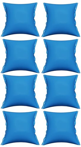 HAF Poolkissen Winter 120 x 120 cm (8 Stück) – Aufblasbare & Chlorbeständige Luftkissen für Pools zur Überwinterung – Rechteckige Winterkissen (Poolpolster) in Blau – Wasserdicht & UV-Beständig