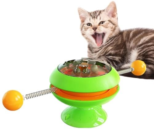 Catnip Spinner Toy | Cat Spinner Toy Suction Cup - Cat Toothbrush Toy Kitten Teething Toys, Funny Teasing Cat Spinner Windmill Toys for Indoor Cats