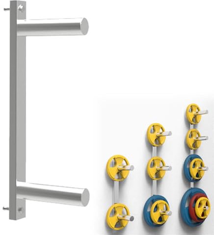 HEAXIY Wall Mounted Weight Rack for Plates, Olympic Weight Rack Gym Storage, Steel Weight Plate Storage Fits 2 Olympic Weight Plates,A