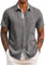 COOFANDY Short Sleeve Shirts Men Smart Casual Summer Button Down Shirt Holiday Shirts for Men UK Dark Gray 3XL