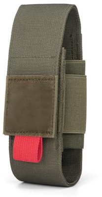 Molle Flashlight Holster, Torch Holder with Side Elastic Storage Tool Holder Pouch for Duty Belt Vest Chest Rig