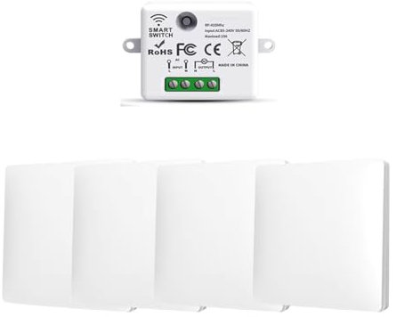 RF433 Lot de 4 interrupteurs sans fil sans fil avec émetteur et contrôleur récepteur 10 A 240 V